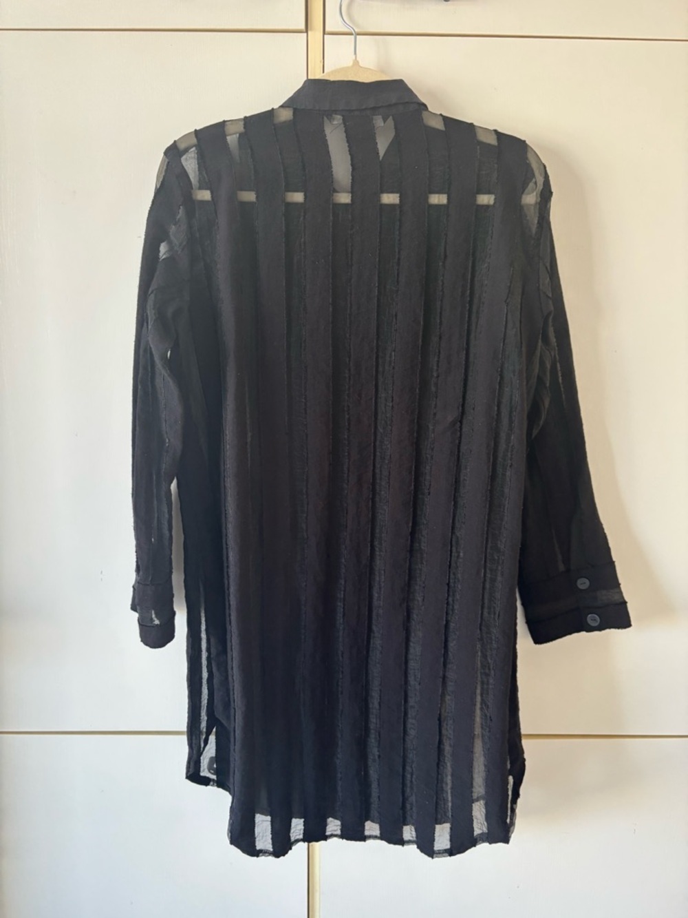 Zara Black Sheer Pleated Button-Up Blouse Gothic Whimsigoth Medium Minimalist - Picture 7 of 14